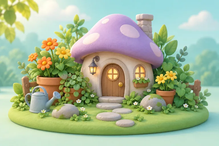 A Littlekin garden filled with colorful plants and treats
